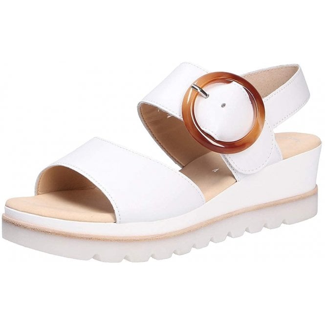 Yeo White Leather Wedge Ladies Sandal 5366