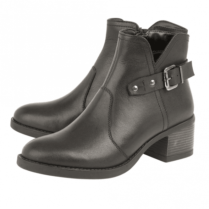 black leather heeled ankle boots uk