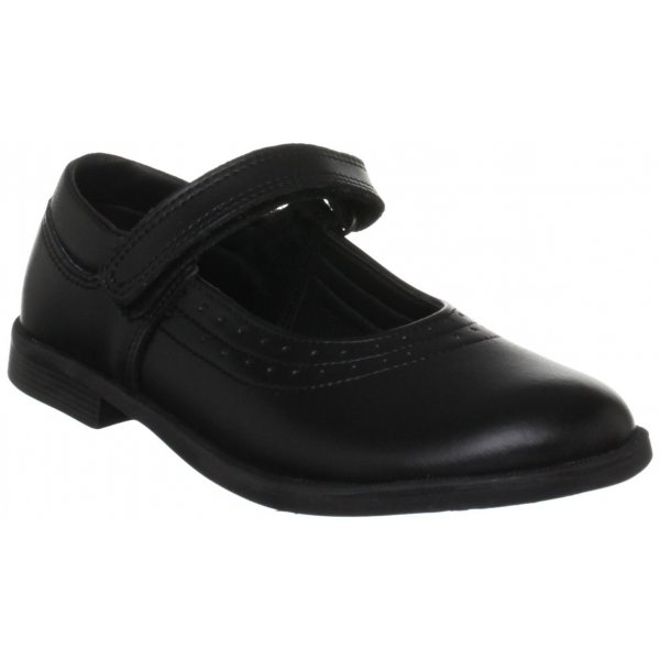 Kate Black Leather Velcro Girls Shoe 6360