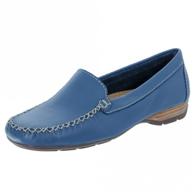 Sanson Denim Blue Leather Loafer Moccasin Shoe